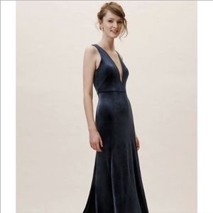 BHLDN JENNY YOO LOGAN VELVET DRESS FRENCH BLUE